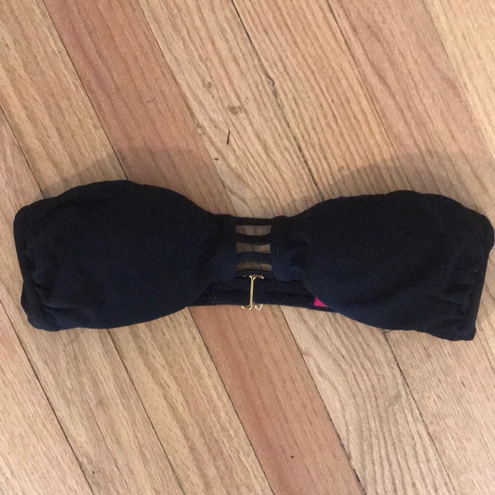 Strappy front bandeau bikini top